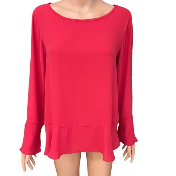Loft red blouse ruffle detail - hem, cuffs and back size S - Picture 1 of 6